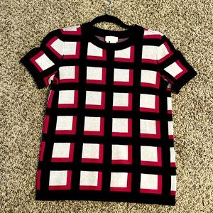 Kate spade windowpane short sleeve work career sweater Xs